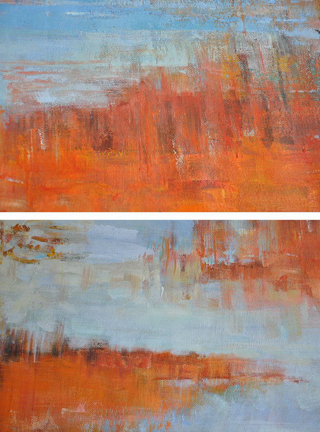 Large Abstract Painting,Oversized Abstract Landscape Oil Painting,Modern Wall Decor,Orange,Blue,Gray.etc